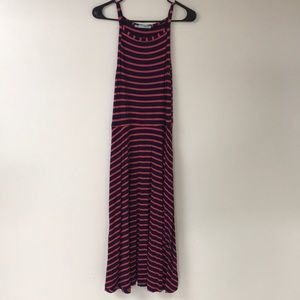 Navy Blue and Pink Striped Dress